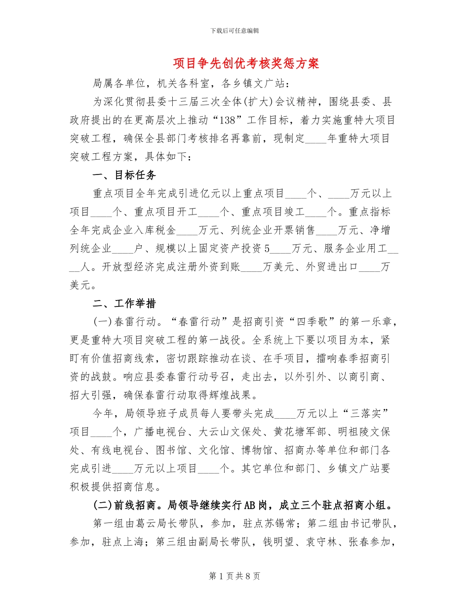 项目争先创优考核奖惩方案_第1页