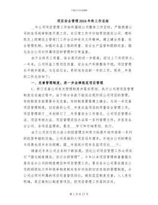 项目安全管理2024年终工作总结