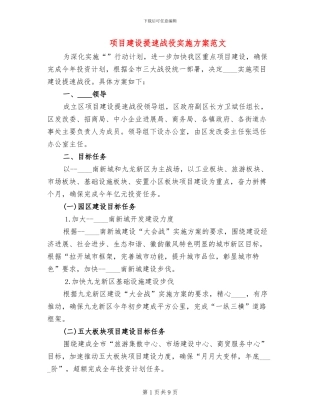 项目建设提速战役实施方案范文