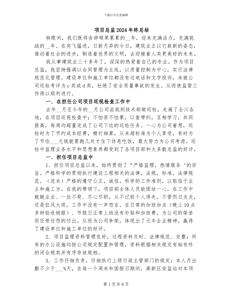 项目总监2024年终总结_第1页