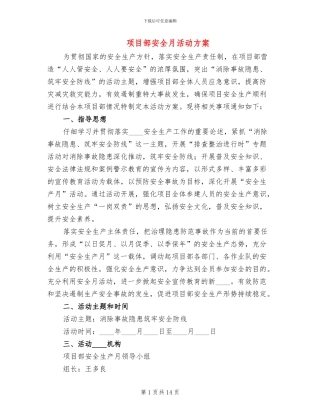 项目部安全月活动方案