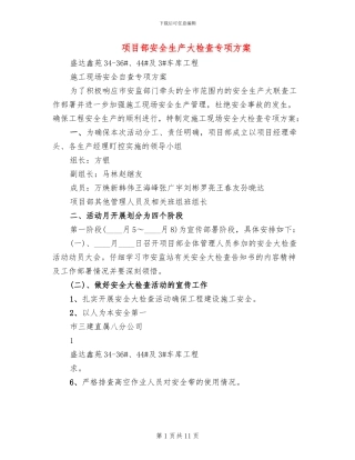 项目部安全生产大检查专项方案(3篇)