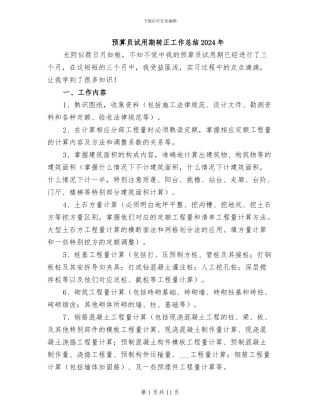 预算员试用期转正工作总结2024年