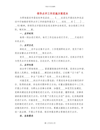 领导点评工作实施方案范本