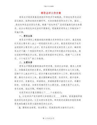 领导点评工作方案(10篇)