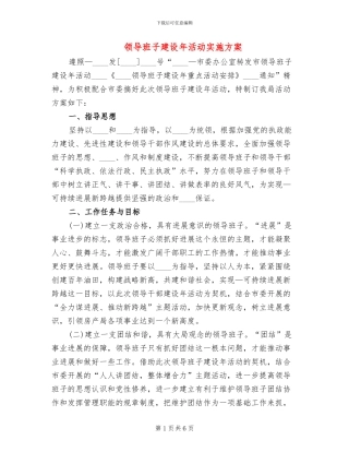 领导班子建设年活动实施方案