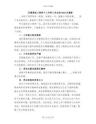 风景园林工程师个人年终工作总结2024年最新