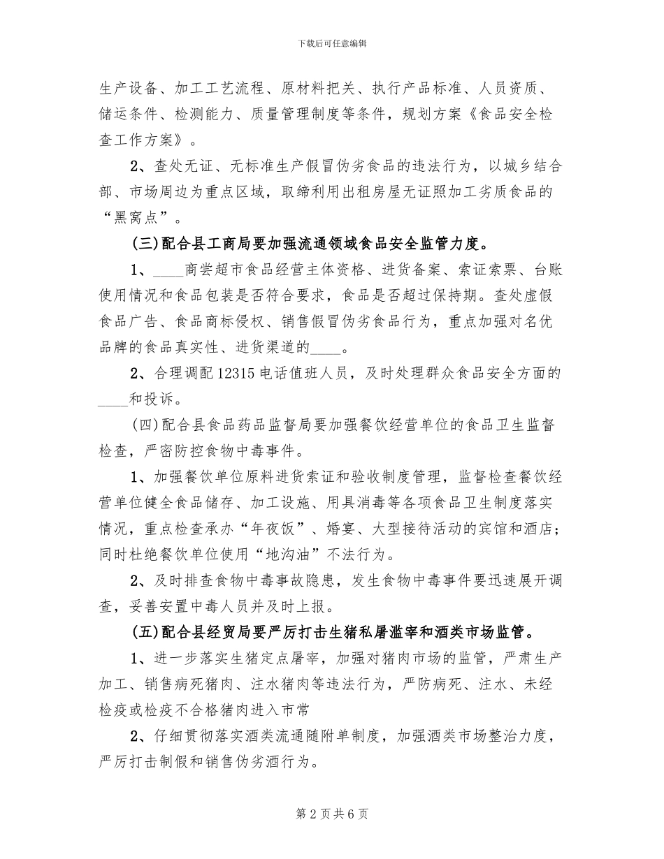 食品安全检查工作方案范本(3篇)_第2页