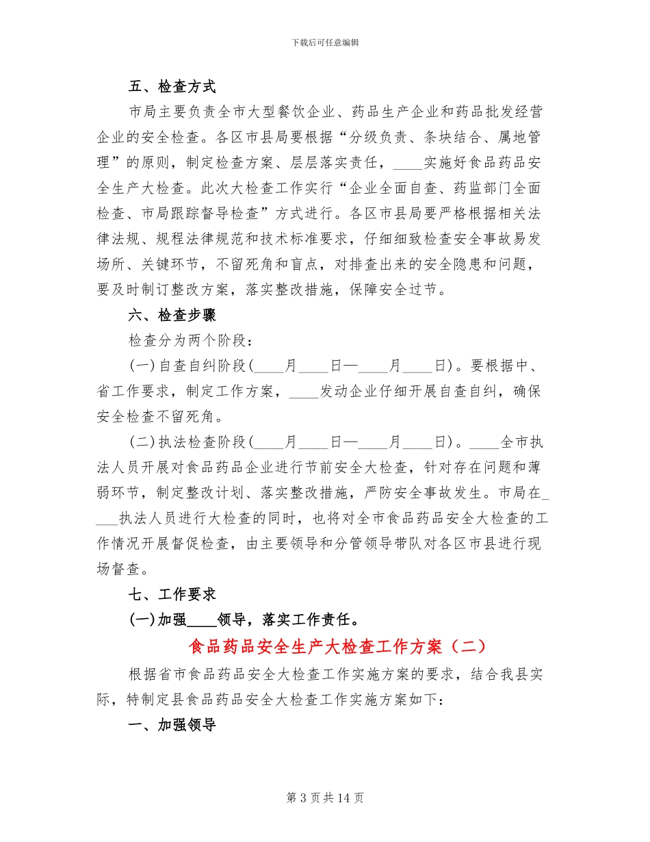 食品药品安全生产大检查工作方案(4篇)_第3页