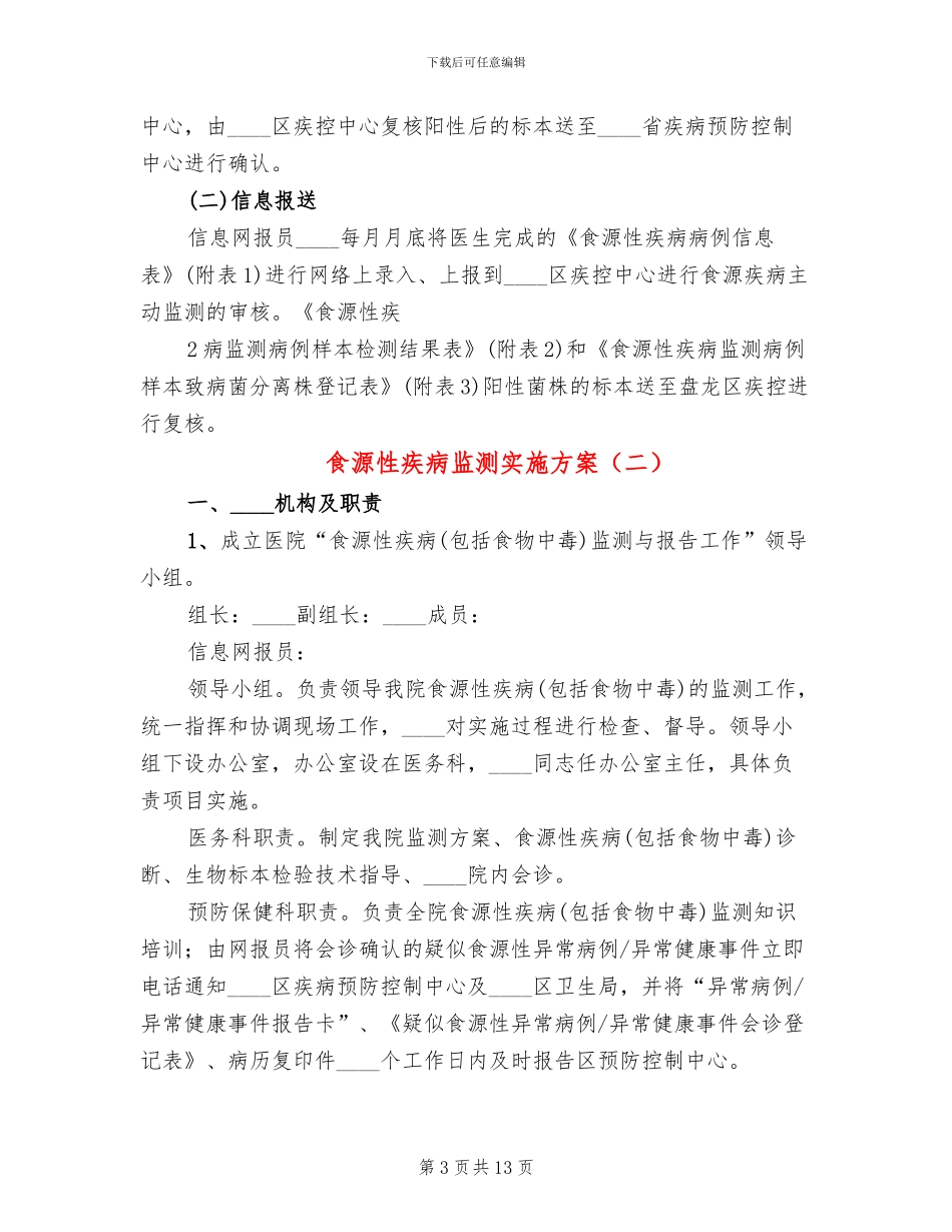 食源性疾病监测实施方案_第3页