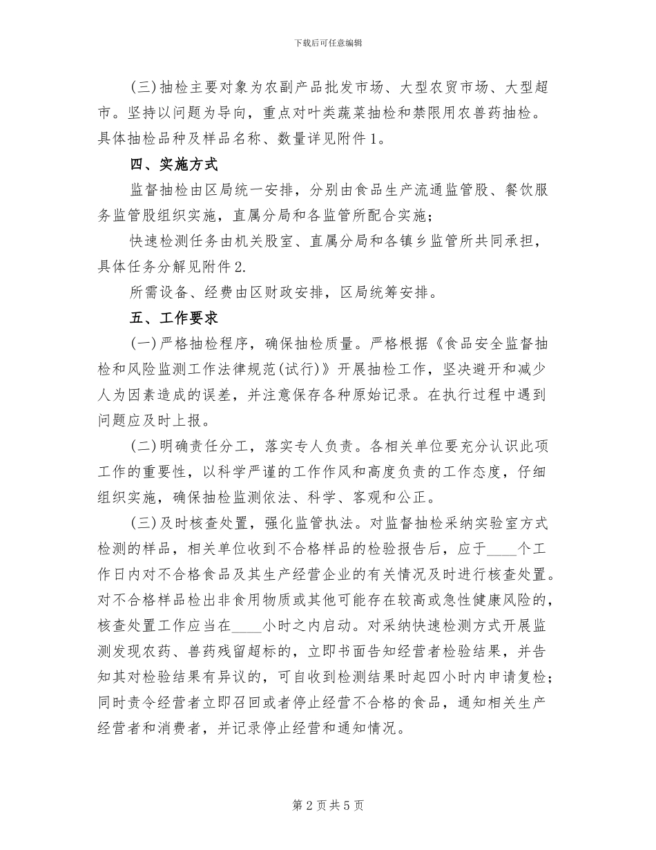 食用农产品抽检监测工作方案_第2页