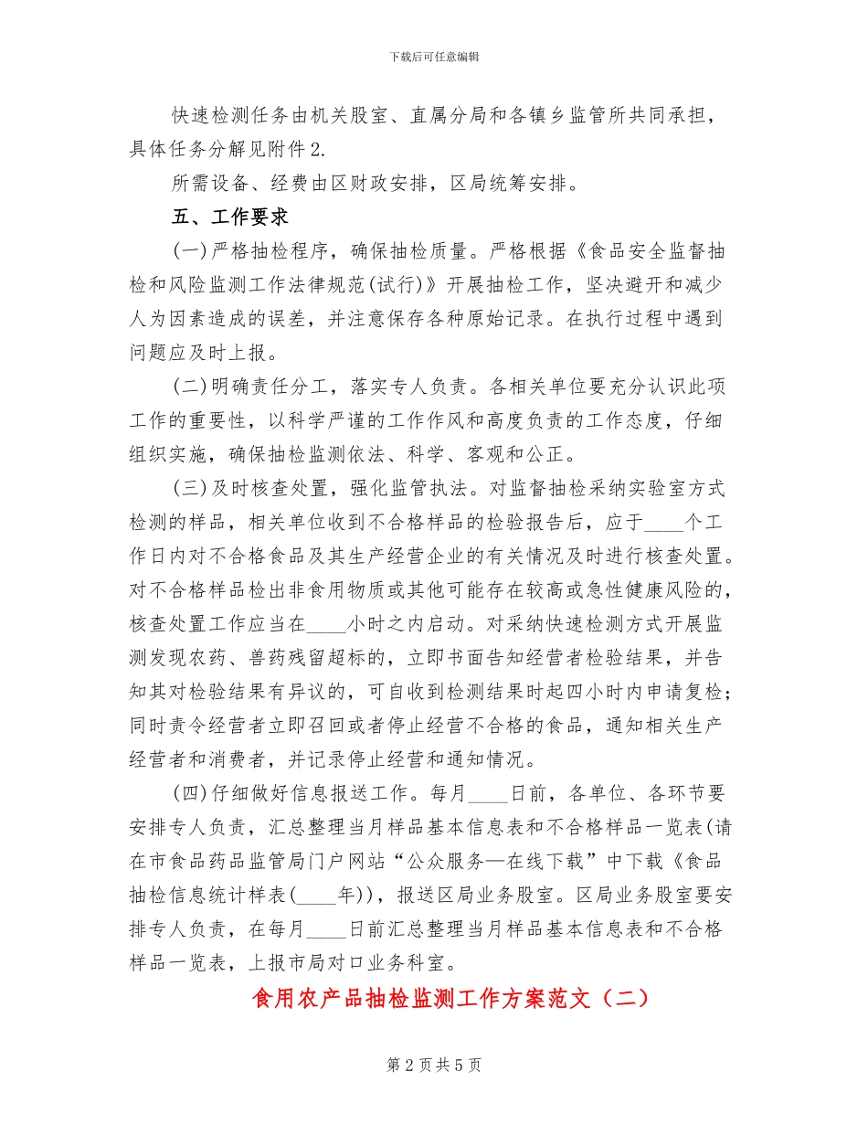 食用农产品抽检监测工作方案范文_第2页