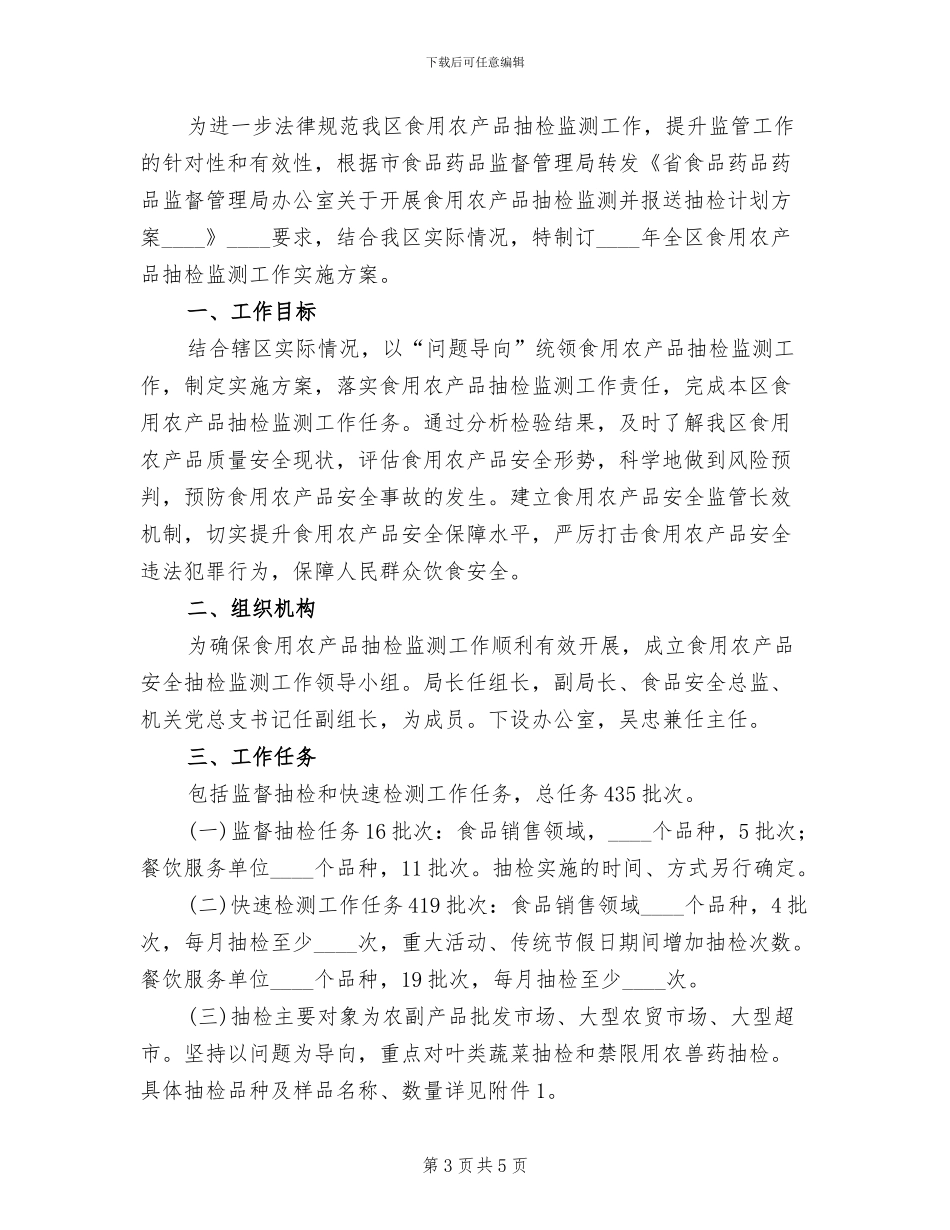 食用农产品抽检监测工作方案范文_第3页