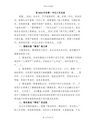 驻2024年村第一书记工作总结