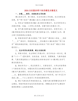 2024为农服务两个体系建设方案范文