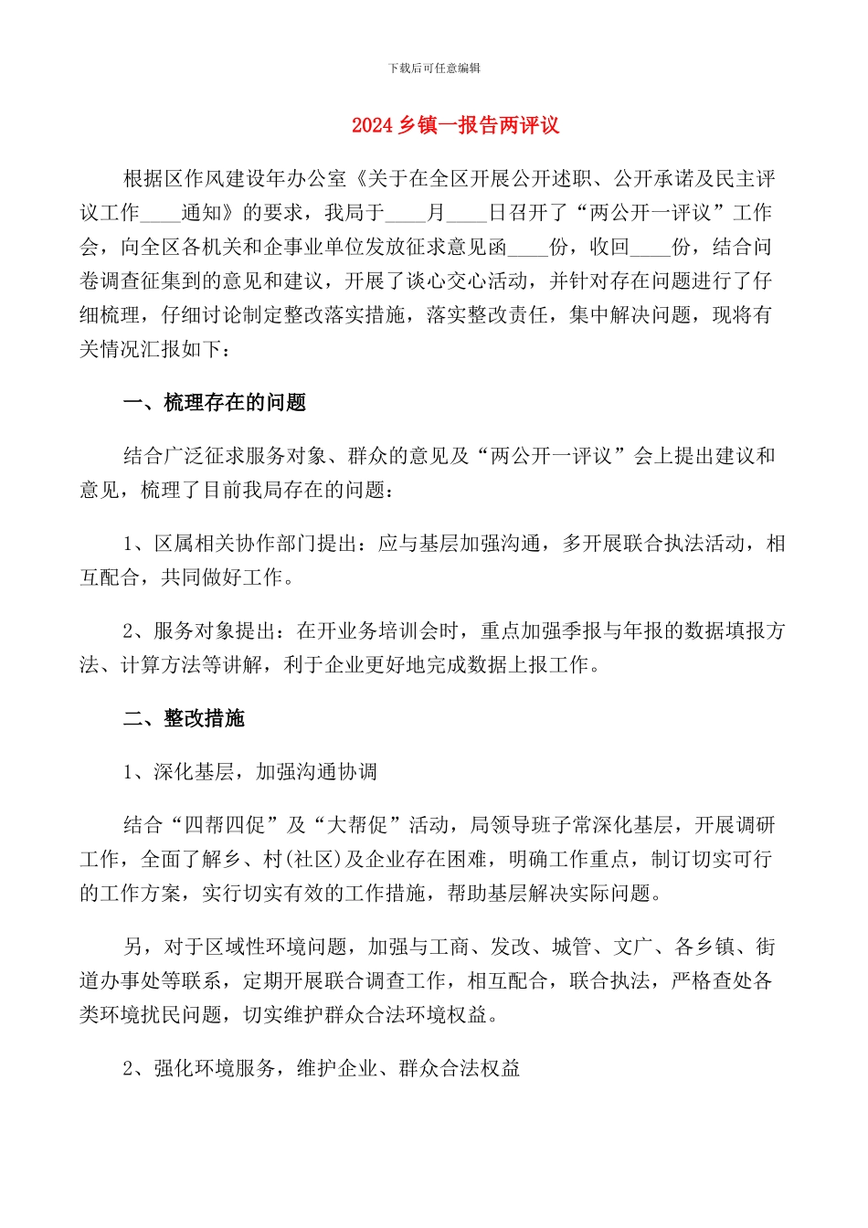 2024乡镇一报告两评议_第1页