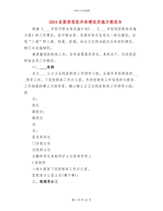 2024县紧密型医共体建设实施方案范本