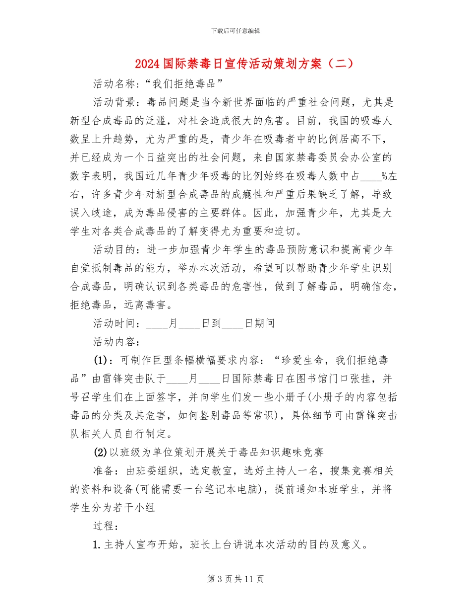 2024国际禁毒日宣传活动策划方案_第3页