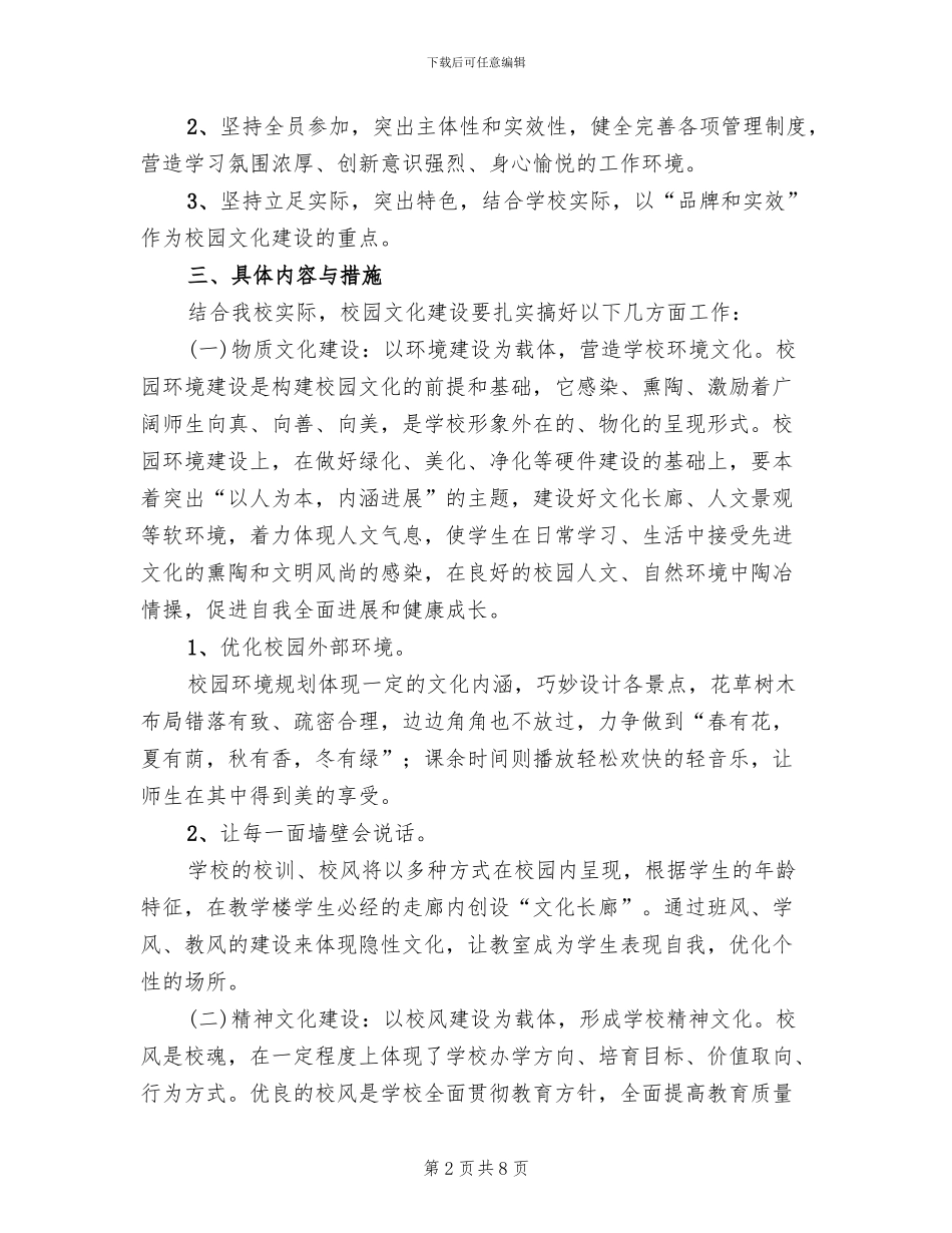 2024学校园文化建设实施方案_第2页