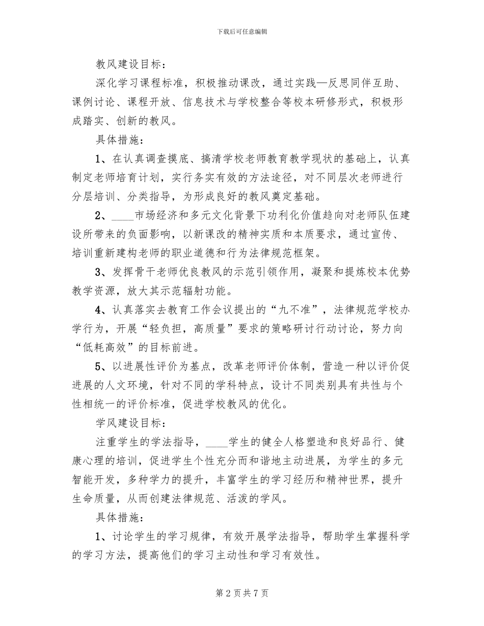 2024学校校风教风学风建设工作方案_第2页