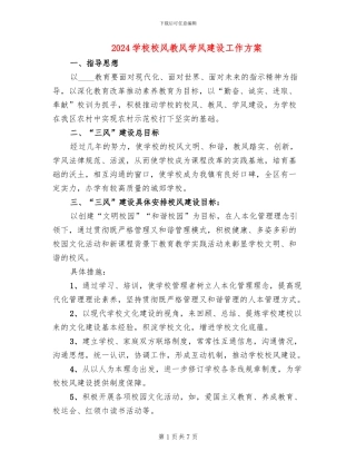 2024学校校风教风学风建设工作方案