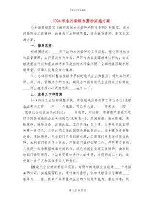 2024市水污染综合整治实施方案