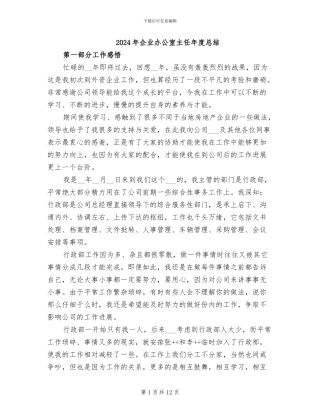 2024年企业办公室主任年度总结