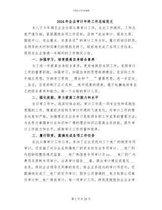 2024年企业审计年终工作总结范文