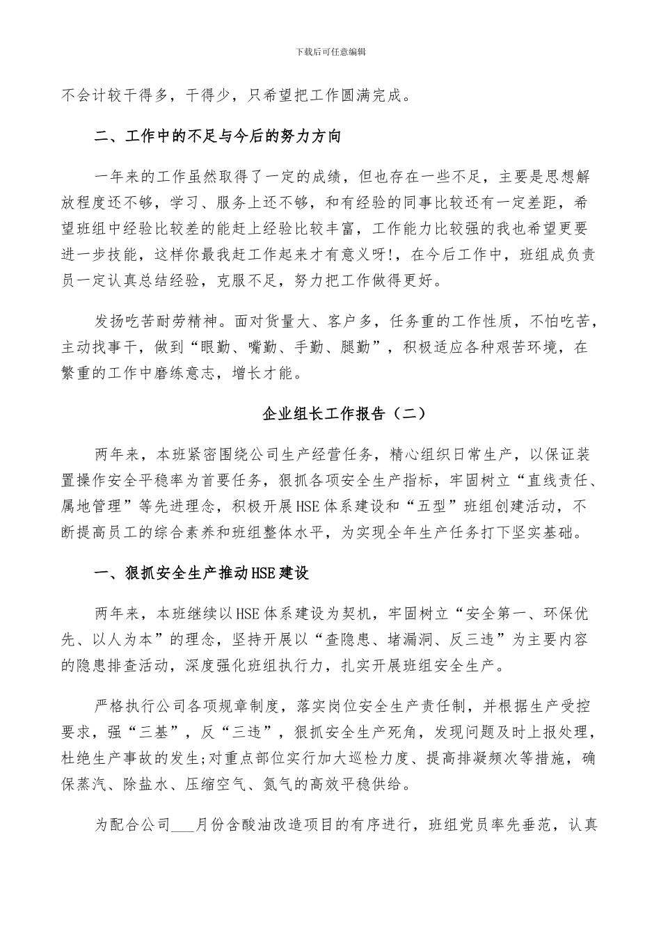 2024年企业组长工作总结_第2页