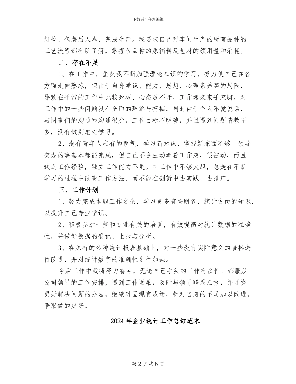 2024年企业统计工作总结范文_第2页