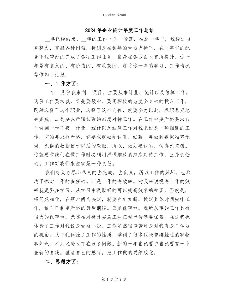 2024年企业统计年度工作总结_第1页
