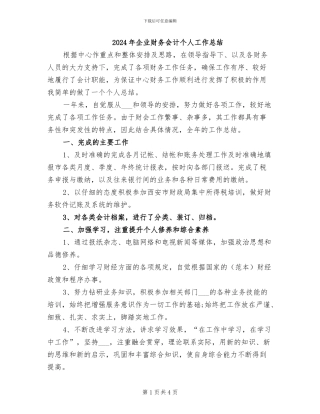 2024年企业财务会计个人工作总结