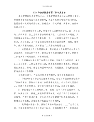 2024年企业财务管理工作年度总结