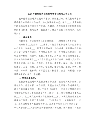 2024年优化经济发展软环境专项推进工作总结
