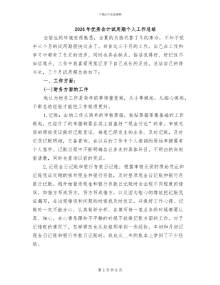 2024年优秀会计试用期个人工作总结