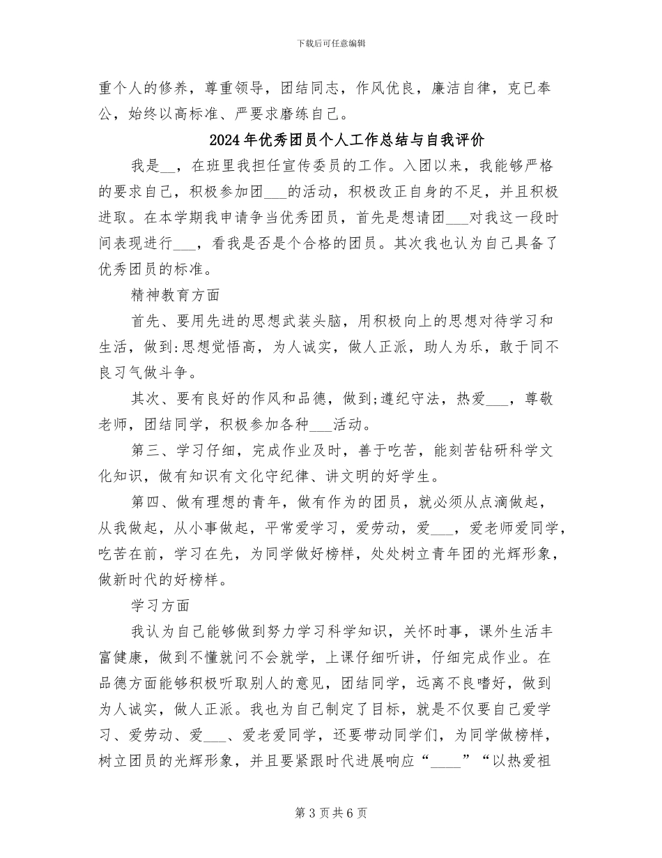 2024年优秀团员个人工作总结_第3页