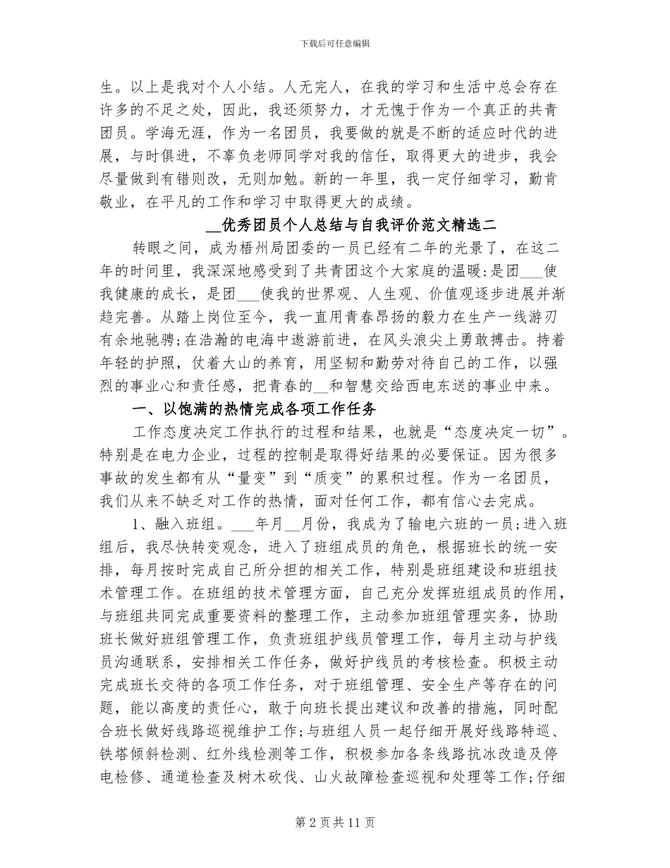 2024年优秀团员个人总结与自我评价_第2页