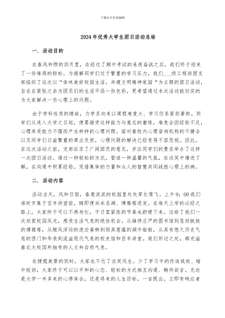 2024年优秀大学生团日活动总结