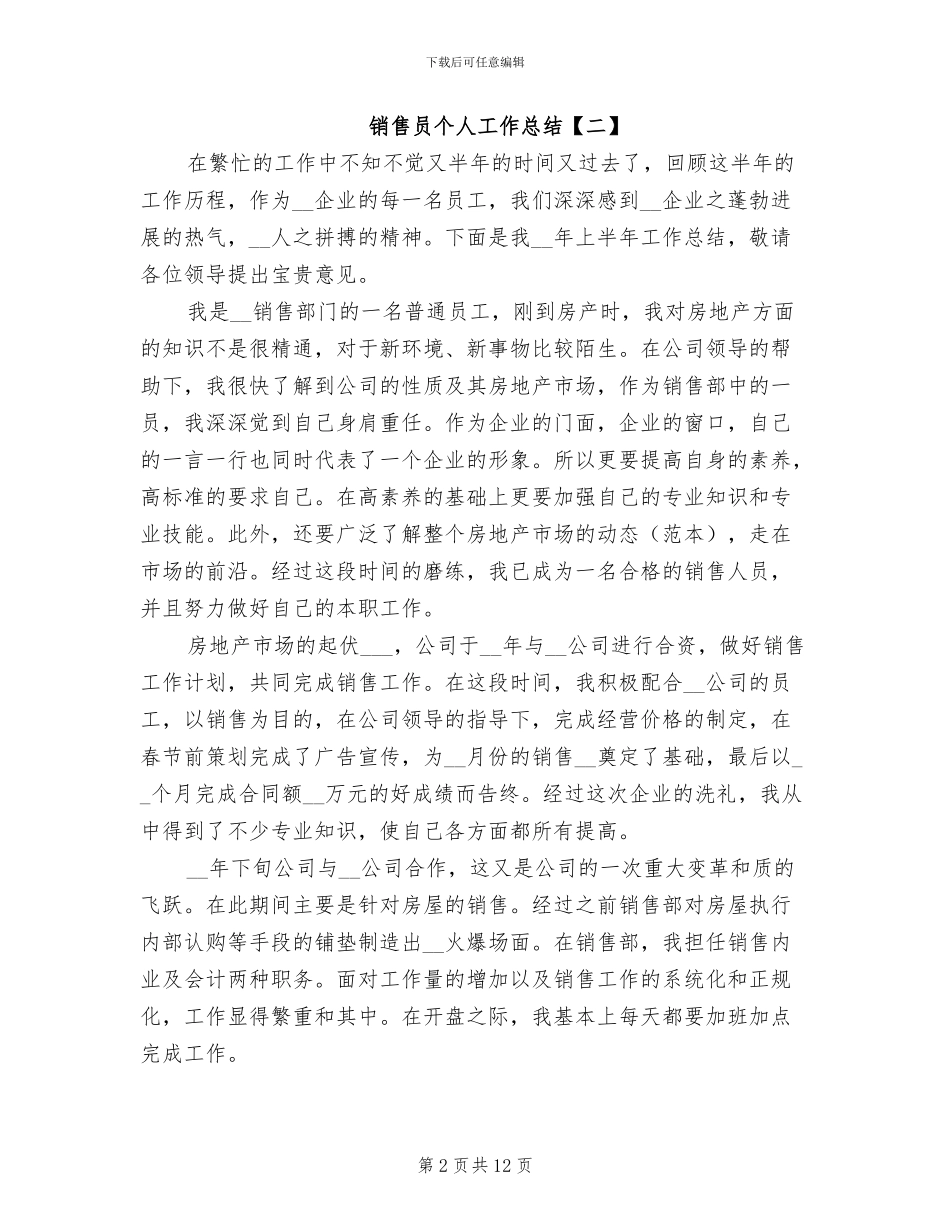 2024年优秀销售员个人工作总结_第2页