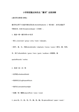 小学英语重点知识点“量词”全面讲解