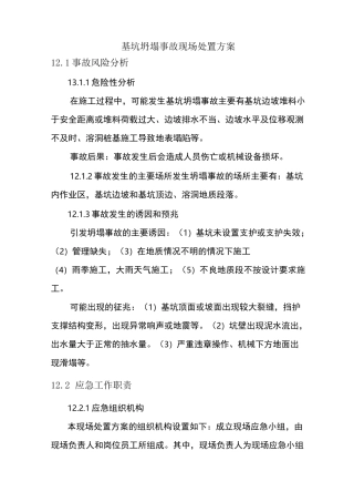 基坑坍塌事故现场处置方案