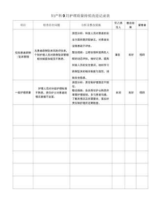 持续改进记录表