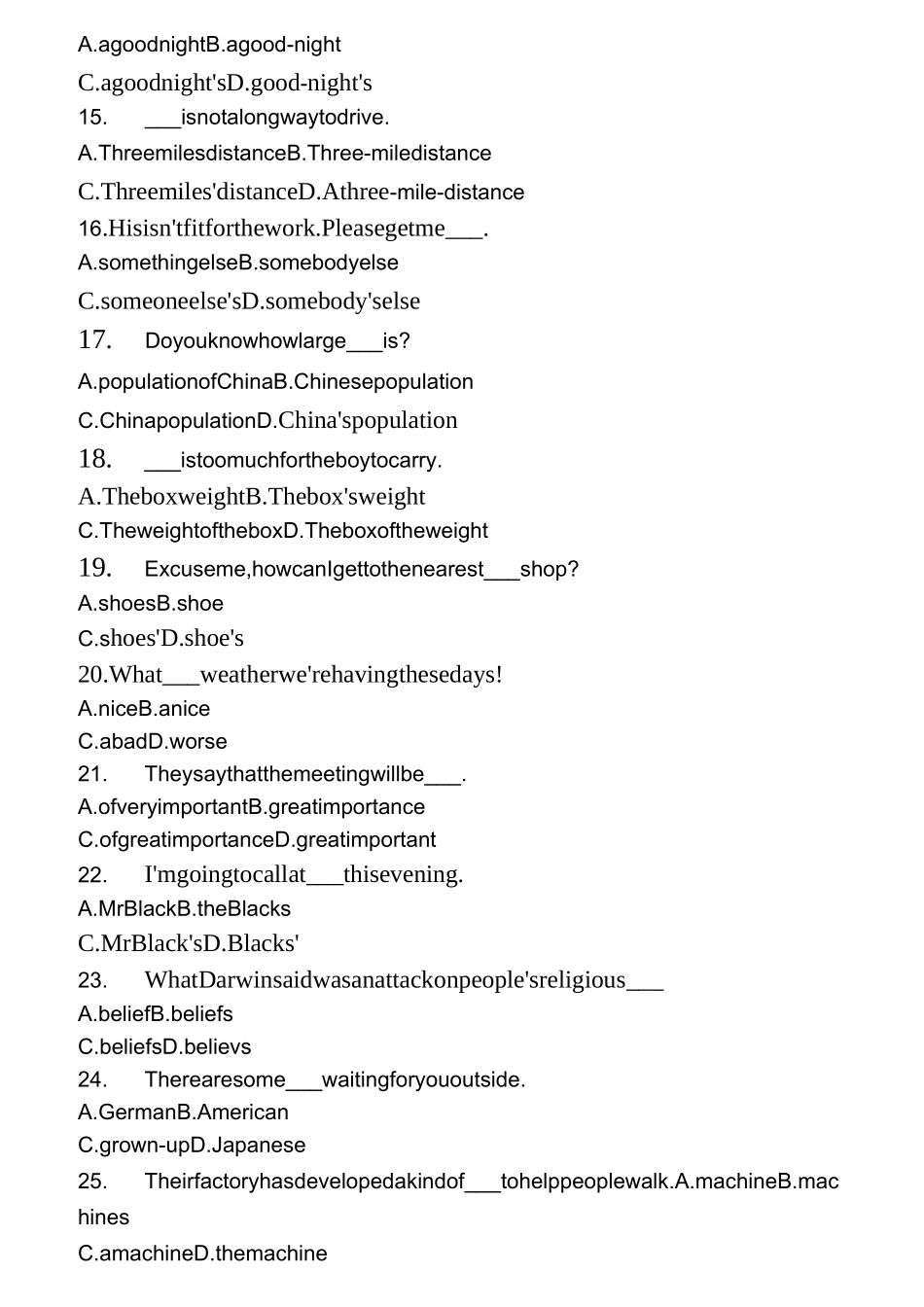 (完整版)初中英语名词练习题名词_第2页