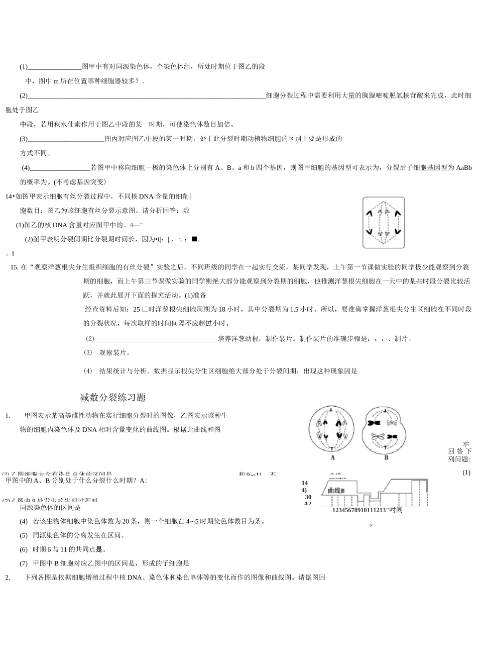 有丝分裂和减数分裂试题_第3页