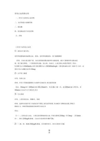 常用止血药物分类