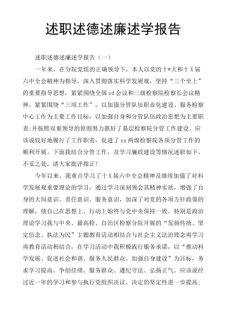 述职述德述廉述学报告