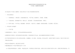 中风病护理方案