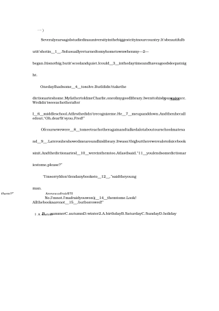 高考英语专项训练,完型