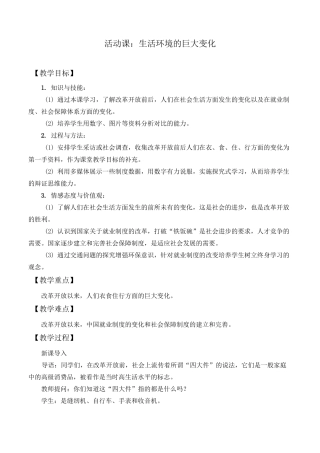 部编版初中历史八年级下册教案-第20课 活动课：生活环境的巨大变化1