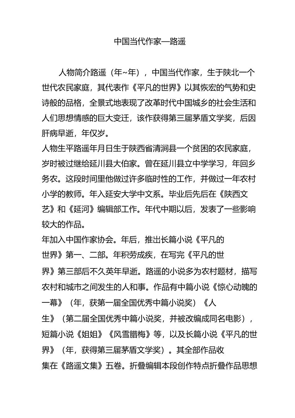 中国当代作家路遥_第1页